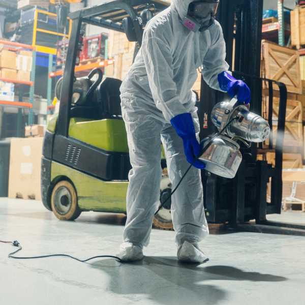 Decontamination et nettoyage Séance de décontamination d'un chantier